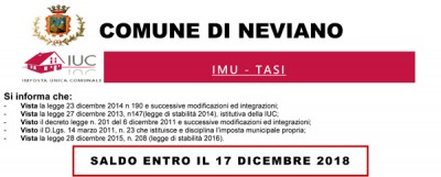 IMU – TASI -Saldo entro il 17 dicembre 2018