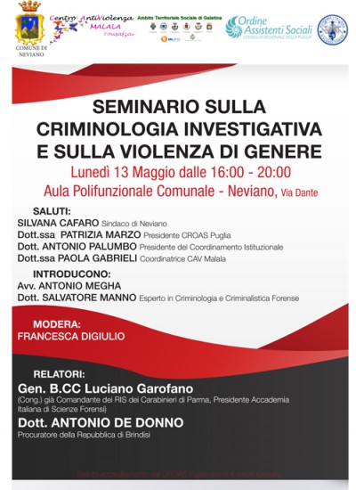 Seminario sulla criminologia investigativa e sulla violenza di genere